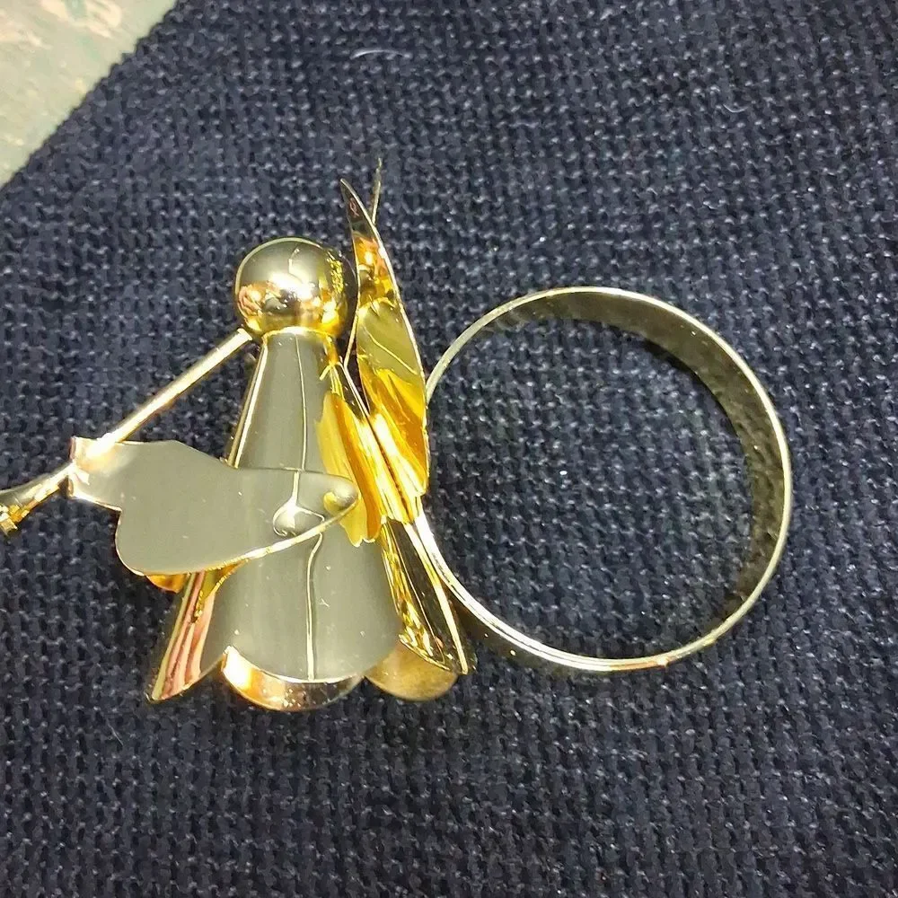 Brass Angel Halo Napkin Rings Lot 12 Trumpet Gold‎ Tone Religious Christmas Vtg.